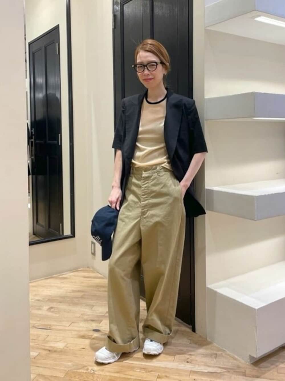 超美品☆【Whim Gazette】リネンストレッチハーフスリーブジャケット リネンストレッチハーフスリーブジャケット | Whim Gazette(ウィム