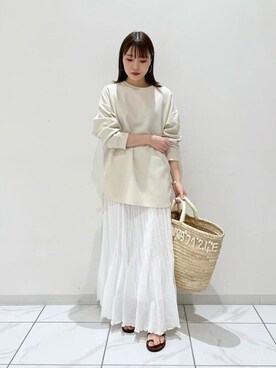 「Whim Gazette（ウィムガゼット）のアイテム（かごバッグ）」を使った、WhimGazette_officialさん（レディース・156cm）の春コーディネート
