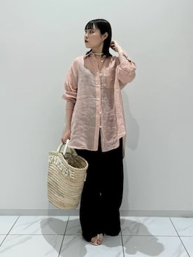 「Whim Gazette（ウィムガゼット）のアイテム（かごバッグ）」を使った、WhimGazette_officialさん（レディース・156cm）の春コーディネート