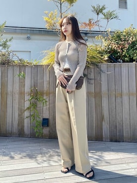 「アイテム（ボディバッグ/ウエストポーチ、ブラウン系）」を使った、WhimGazette_officialさん（レディース・157cm）の春コーディネート