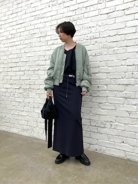 「Whim Gazette（ウィムガゼット）のアイテム（MA-1）」を使った、WhimGazette_officialさん（レディース・160cm）の夏コーディネート