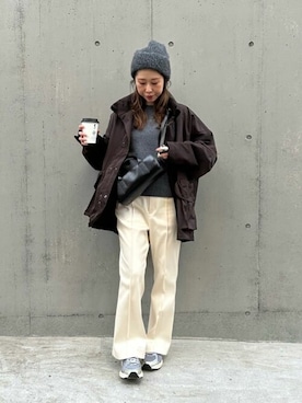 「ウィムガゼット」｜「アイテム（ニットキャップ/ビーニー）」を使った、WhimGazette_officialさん（レディース・158cm）の冬コーディネート