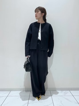 「Whim Gazette（ウィムガゼット）のアイテム（ノーカラーコート）」を使った、WhimGazette_officialさん（レディース・158cm）の冬コーディネート
