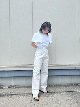 「アイテム（デニムパンツ、ベージュ系）」を使った、nao34atさん（レディース・149cm）の夏コーディネート