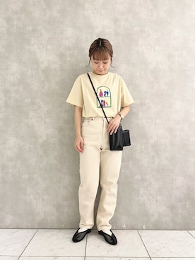 「ストレートデニム」｜「アイテム（スリッポン）」を使った、よしかわさん（レディース・151cm）の春コーディネート