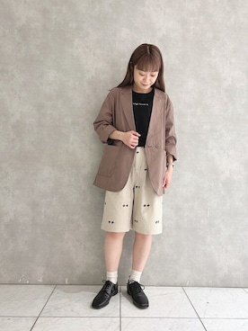 「POU DOU DOU（プードゥドゥ）のアイテム（ジャケット/アウター）」を使った、よしかわさん（レディース・151cm）の春コーディネート