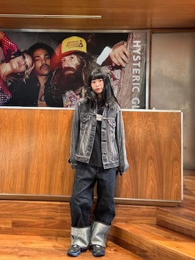 「ワイドパンツ 」｜「アイテム（デニムジャケット）」を使った、fukuchanさん（レディース・154cm）の秋コーディネート