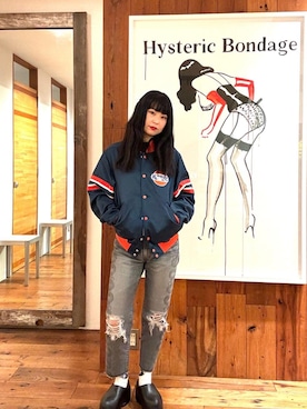 「ラフコーデ」｜「アイテム（スタジャン）」を使った、fukuchanさん（レディース・154cm）の秋コーディネート