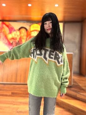 「HYSTERIC GLAMOUR（ヒステリックグラマー）のSNAKE LOOP 8分丈クラッシュデニムパンツ（デニムパンツ）」を使った、fukuchanさん（レディース・154cm）の秋コーディネート