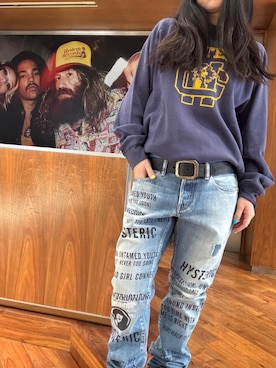 「ベルト」｜「アイテム（スウェット）」を使った、fukuchanさん（レディース・154cm）の冬コーディネート