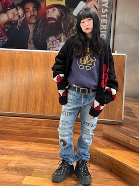 「ベルト」｜「アイテム（スウェット）」を使った、fukuchanさん（レディース・154cm）の冬コーディネート