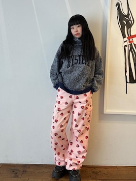 「タートルネック」｜「アイテム（カーゴパンツ）」を使った、fukuchanさん（レディース・154cm）の冬コーディネート
