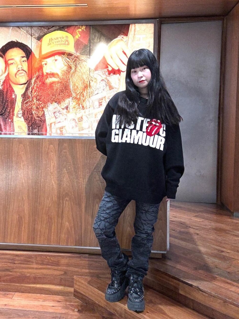 希少！ヒス×RS編込みセーター【HYSTERIC LOGO&TONGUE】黒L HYSTERIC GLAMOUR（ヒステリックグラマー）の「THE ROLLING