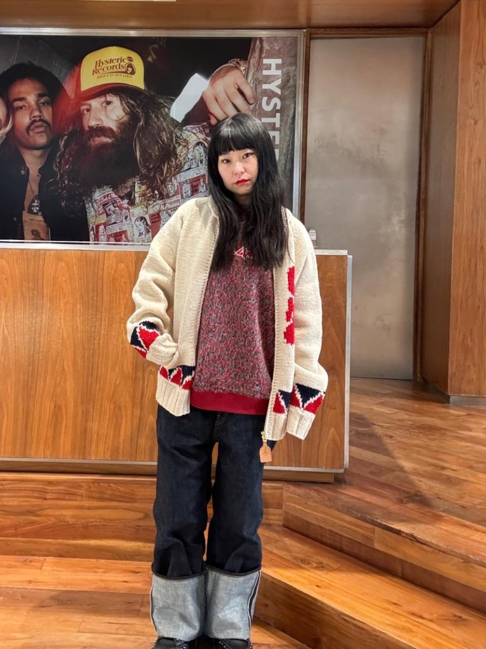 ヒステリックグラマー☆ストレッチシルクスワロフスキー蜘蛛ボレロカーディガン HYSTERIC GLAMOUR（ヒステリックグラマー）の「SUPER HYS編込 カウチン