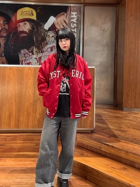 「アイテム（スタジャン）」を使った、fukuchanさん（レディース・154cm）の夏コーディネート