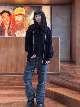 ヒステリックグラマー/ フード付きニットセーター 黒 HYSTERIC GLAMOUR｜ヒステリックグラマーのニット/セーター通販