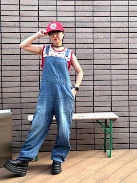 「アイテム（つなぎ/オールインワン）」を使った、fukuchanさん（レディース・154cm）の秋コーディネート