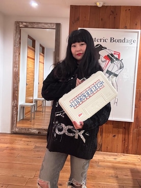 「HYSTERIC GLAMOUR（ヒステリックグラマー）のSNAKE LOOP 8分丈クラッシュデニムパンツ（デニムパンツ）」を使った、fukuchanさん（レディース・154cm）の秋コーディネート