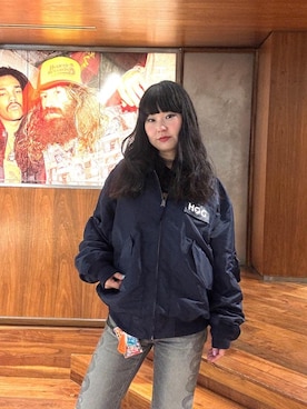 「アイテム（ミリタリージャケット）」を使った、fukuchanさん（レディース・154cm）の秋コーディネート