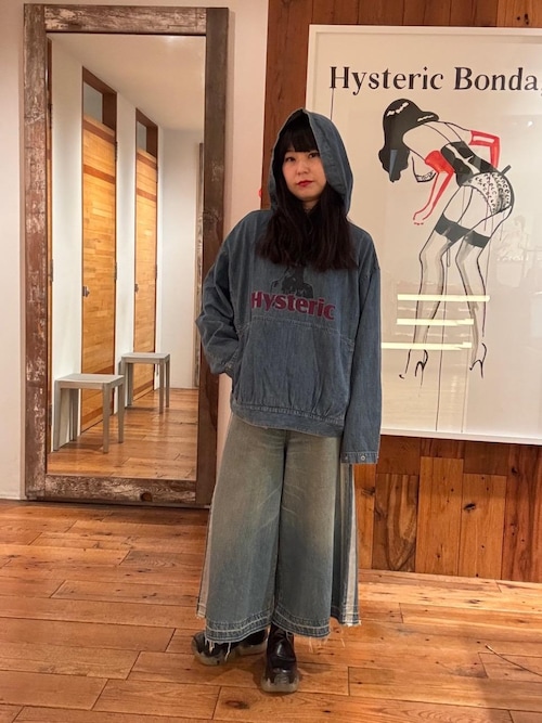 シルバーサイドライン 8分丈ワイドデニムパンツ（デニムパンツ