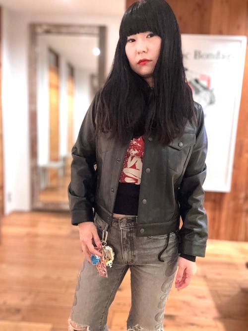 HYSTERIC ROLLERSワッペン ショートレザーブルゾン（その他アウター