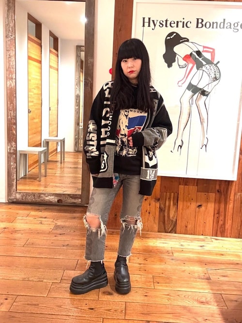 SNAKE LOOP 8分丈クラッシュデニムパンツ（デニムパンツ）｜HYSTERIC