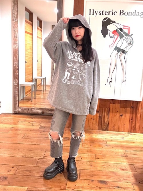 SNAKE LOOP 8分丈クラッシュデニムパンツ（デニムパンツ）｜HYSTERIC