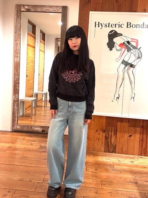 セール】FLOWER POWER刺繍 ショート丈スウェット（スウェット