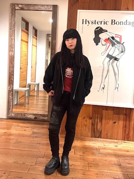 「アイテム（その他アウター、ブラック系）」を使った、fukuchanさん（レディース・154cm）の秋コーディネート