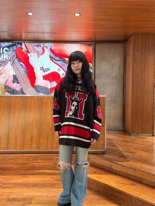 HYSTERIC GLAMOUR × X-girl フレアデニム ローライズフレアデニムパンツ（デニムパンツ）｜HYSTERIC