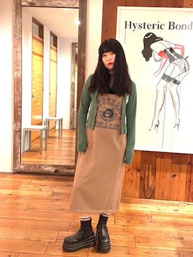「HYSTERIC GLAMOUR（ヒステリックグラマー）のアイテム（ワンピース/ドレス）」を使った、fukuchanさん（レディース・154cm）の秋コーディネート