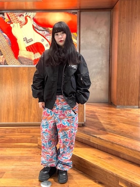 「アイテム（ミリタリージャケット）」を使った、fukuchanさん（レディース・154cm）の秋コーディネート