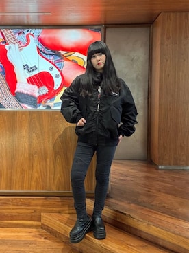 「アイテム（ミリタリージャケット）」を使った、fukuchanさん（レディース・154cm）の秋コーディネート