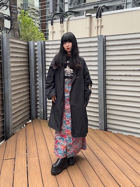 「HYSTERIC GLAMOUR（ヒステリックグラマー）のミリタリーロングスカート（スカート）」を使った、fukuchanさん（レディース・154cm）の秋コーディネート