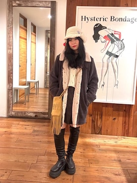 「HYSTERIC GLAMOUR（ヒステリックグラマー）のアイテム（ショルダーバッグ）」を使った、fukuchanさん（レディース・154cm）の秋コーディネート