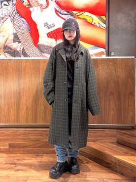 「HYSTERIC GLAMOUR（ヒステリックグラマー）のVIXEN LINE刺繍 キャップ（キャップ）」を使った、fukuchanさん（レディース・154cm）の冬コーディネート