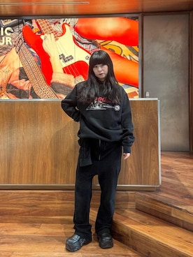 「アイテム（オールインワン・サロペット、ブラック系）」を使った、fukuchanさん（レディース・154cm）の冬コーディネート