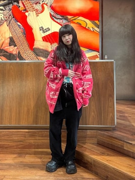 「アイテム（オールインワン・サロペット、ブラック系）」を使った、fukuchanさん（レディース・154cm）の冬コーディネート