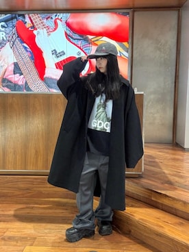 「アイテム（チェスターコート）」を使った、fukuchanさん（レディース・154cm）の冬コーディネート