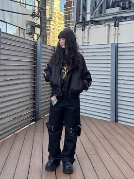 「HYSTERIC GLAMOUR（ヒステリックグラマー）のアイテム（ブルゾン）」を使った、fukuchanさん（レディース・154cm）の冬コーディネート