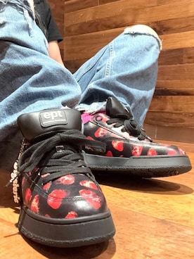 「HYSTERIC GLAMOUR（ヒステリックグラマー）のRESIZE加工 デニムストレートパンツ（デニムパンツ、ブルー系）」を使った、fukuchanさん（レディース・154cm）の夏コーディネート