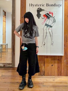 「HYSTERIC GLAMOUR（ヒステリックグラマー）のBANANA GIRL Tシャツ（Tシャツ/カットソー、グレー系）」を使った、fukuchanさん（レディース・154cm）の夏コーディネート