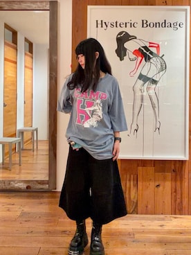 「HYSTERIC GLAMOUR（ヒステリックグラマー）のCAMP H ワンピース（ワンピース、ブルー系）」を使った、fukuchanさん（レディース・154cm）の夏コーディネート