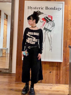 「HYSTERIC GLAMOUR（ヒステリックグラマー）のTYPEWRITER LOGO Tシャツ（Tシャツ/カットソー、ブラック系）」を使った、fukuchanさん（レディース・154cm）の夏コーディネート