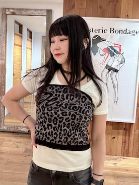 「HYSTERIC GLAMOUR（ヒステリックグラマー）のSNAKE LOOP スキニーデニムパンツ（デニムパンツ、ブラック系）」を使った、fukuchanさん（レディース・154cm）の夏コーディネート