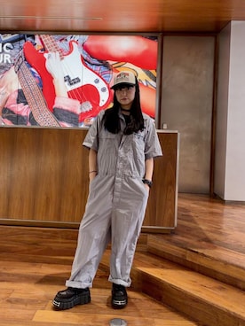 「HYSTERIC GLAMOUR（ヒステリックグラマー）のGUITAR GIRL メッシュキャップ（キャップ、ブラック系）」を使った、fukuchanさん（レディース・154cm）の夏コーディネート