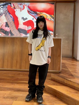 「HYSTERIC GLAMOUR（ヒステリックグラマー）のブーツカットパンツ（その他パンツ、ブラック系）」を使った、fukuchanさん（レディース・154cm）の夏コーディネート