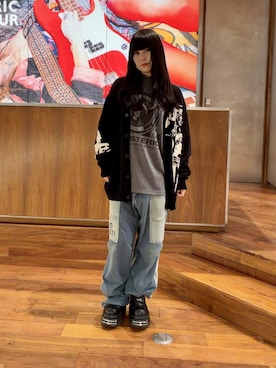 「HYSTERIC GLAMOUR（ヒステリックグラマー）のSTUDS ベルト（ベルト、ブラック系）」を使った、fukuchanさん（レディース・154cm）の夏コーディネート