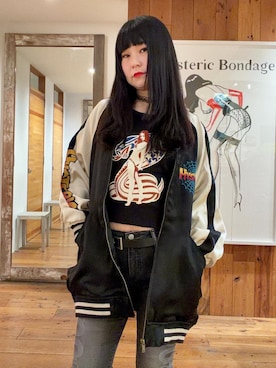 「アイテム（スカジャン）」を使った、fukuchanさん（レディース・154cm）の秋コーディネート