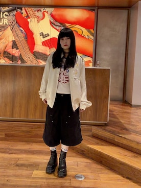 「アイテム（スカジャン）」を使った、fukuchanさん（メンズ・154cm）の秋コーディネート